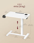 VASAGLE Overbed Table with Wheels, Mobile Laptop Standing Desk, 27.6 Inch