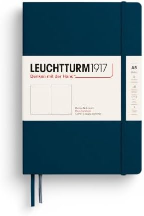 LEUCHTTURM1917 - Notebook Hardcover Medium A5-251 Numbered Pages for Writing and Journaling - Thinking Ahead (Plain Paper, Deep Sea)