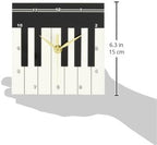 3dRose dc_112827_1 Piano Keys-Black and White Keyboard Musical Design-Pianist Music Player and Musician Gifts-Desk Clock, 6 by 6-Inch