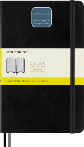 Moleskine Classic Expanded Notebook, Soft Cover, Large (5" x 8.25") Squared/Grid, Black, 400 Pages