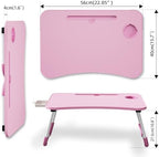 Lap Desk Bed Trays for Eating and Laptops Breakfast in Bed Tray for Sofa/Couch/Study/Reading/Writing with Cup Holder/Drawer On Low Sitting Floor Large Portable Foldable (Pink)