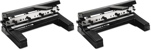 Swingline 3 Punch Heavy Duty, 40 Sheet Capacity Three Hole Puncher 3 Ring, Adjustable 2-4 Hole Paper Punch, Black (74450) (Pack of 2)