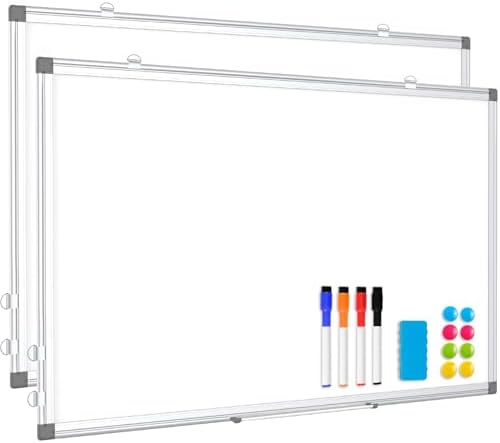 Double-Sided White Board Dry Erase Magnetic Whiteboard Wall 60x40, 2-Pack