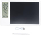 Electronic Calendar Writing Board, LCD Digital Writing Tablet with Notepad, HD Display for Time Temperature Humidity, Reusable Paperless Memo Pad for Office Home (White)