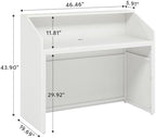 Tribesigns Reception Desk with Counter, Modern Front Desk Reception Room Table with Cable Grommet, 47 inch Retail Counter for Checkout, Lobby, Beauty Salon, Home Office Desk, White