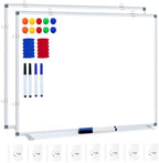H-Qprobd White Board Dry Erase Whiteboard for Wall 24x18 (2pcs) Magnetic Boards for Office Classroom & Home, Small Wall Whiteboard Including 6 Markers, 10 Magnets, 2 Erasers & 10 Adhesive Hooks