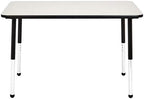 Amazon Basics Adjustable Height Rectangular Classroom Activity Table, Writing Desk for School and Home, Grey Top/Black Edge, 47" W x 29" L x 30" H