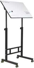 Mind Reader Standing Whiteboard Desk, Adjustable Height, Computer Desk, Laptop Desk, Portable, Rolling, 21" L x 21.5" W x 68.5" H, White
