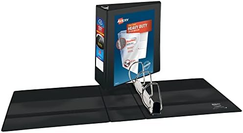 Avery Heavy-Duty View 3 Ring Binder, 4" One Touch Slant Rings, Holds 8.5" x 11" Paper, 2 Black Binders (79874)