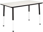Amazon Basics Adjustable Height Rectangular Classroom Activity Table, Writing Desk for School and Home, Grey Top/Black Edge, 47" W x 29" L x 30" H