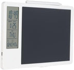Electronic Calendar Writing Board, LCD Digital Writing Tablet with Notepad, HD Display for Time Temperature Humidity, Reusable Paperless Memo Pad for Office Home (White)