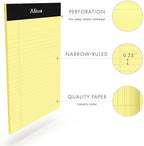 Alitte 5x8 Small Notebooks – 12 Pack Narrow Ruled, Yellow Perforated Note Pads with 50 Sheets Per Notepad, (No Ink Bleeding) Ideal Legal Pads for Writing, Note Taking, Home, Office, School