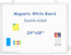 Double-Sided White Board Dry Erase Magnetic Whiteboard Wall 24x18, White
