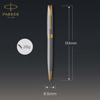 Parker Sonnet Ballpoint Pen Chiselled Silver with Gold Trim Medium Point Black Ink (1931492)