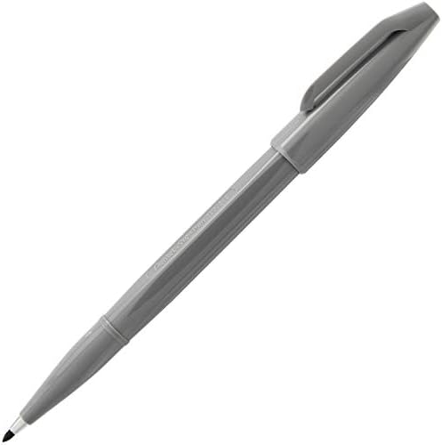 Pentel Sign Pen Fiber-Tipped Pen, Gray Ink, Box of 12 (S520-N)