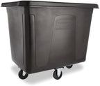 Rubbermaid Commercial Products Cube Basket Truck with Wheels/Casters, 500 lbs Capacity, Rectangular, Black, For Laundry/Waste/Trash/Heavy Materials