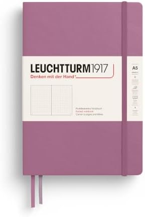 LEUCHTTURM1917 - Notebook Hardcover Medium A5-251 Numbered Pages for Writing and Journaling - Thinking Ahead (Dotted Paper, Dusty Rose)