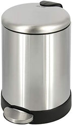 Glad Small Trash Can, 1.2 Gallon | Round Stainless Steel Garbage Bin with Soft Close Lid & Step Foot Pedal | Metal Waste Basket with Removable Inner Bucket, Stainless, 8 x 9.5 x 12 inches