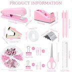 Gawsey Desk Organizers and Accessories with Desk Organizer 360° Rotating Pen Holder and Office Supplies, Cute Stationery Supplies Set (Pink)