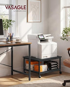 VASAGLE 2-Tier Printer Stand with Locking Wheels, Under Desk Printer Table