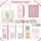 Jutom 110 Pcs Bible Study Supplies Bible Journaling Kit with Canvas Tote Bag Pen Case Notebook Highlighters Pen Sticky Note Tabs Page Markers Stickers Tape for Women Christian Christmas Gift(Pink)