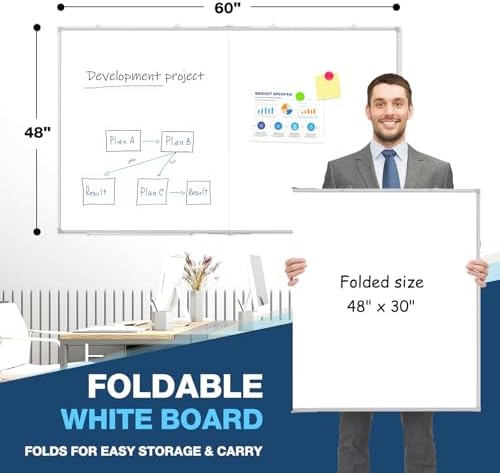 Double-Sided White Board Dry Erase Magnetic Whiteboard Wall 60x48 Foldable