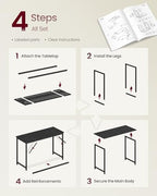VASAGLE Computer Desk, Steel Frame Gaming Desk for Home Office, 47.2 Inch