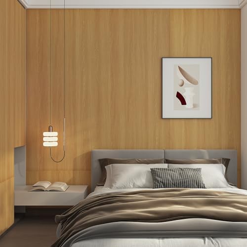 Boobest Yellow Brown Beech Wood Contact Paper Peel and Stick Wood Wallpaper