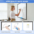 Double-Sided White Board Dry Erase Magnetic Whiteboard Wall 36x24 Black