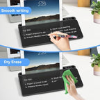 Desktop Glass Whiteboard with Storage, Desk Dry Erase White Board Black | Computer Keyboard Stand, Office Desk Organizers and Accessories with Drawer, to Do Memo Notepad, Home School Supplies