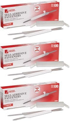 ACCO Brands Self-Adhesive Fasteners, 1" Capacity, Economy Box (70010), 100 Fasteners (Pack of 3)