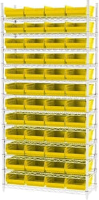 Akro-Mils 30150 Heavy Duty Plastic Shelf Bins, 12"x 8"x 4", Yellow, 12-Pack