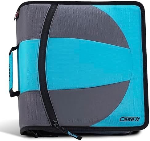 Case-it Dual Zipper Binder | Two 1.5" D-Rings | 600-Sheet | Dual-101 Teal