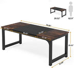 Tribesigns Modern Computer Desk, 70.8 x 31.5 inch Large Office Desk Computer Table Study Writing Desk Workstation for Home Office, Black Metal Frame