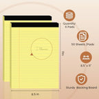 6pcs Legal Pads 8.5 x 11, Perforated Yellow Notepad 8.5x11, 50Sheets/Pad
