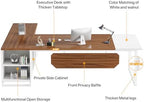 Tribesigns 70.8" L-Shaped Executive Desk with 55" File Cabinet, Large Home Office Computer Desk with Storage Shelves and Cabinet, Modern Business Furniture Set Home Office, Walnut White
