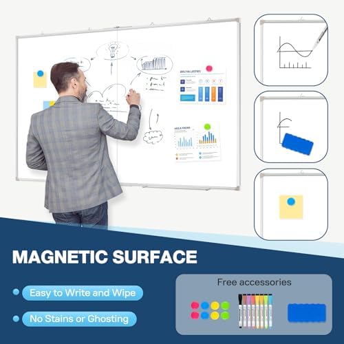 Double-Sided White Board Dry Erase Magnetic Whiteboard Wall 60x48 Foldable