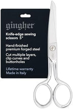 Gingher 5" Straight Fabric Scissors for Cutting Curves & Buttonholes