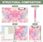 Rouidr Mini 3 Ring Binder with clipboard, 1 inch Round Binder Organizer, 8.5"x5.5" Cute Binder with 5 Dividers Tabs & Clear Sleeves, School Supplies, Office Supplies