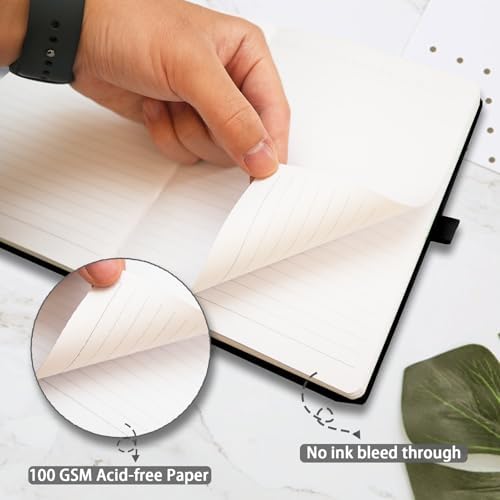 Heture Hardcover Notebooks, A5 Lined Journals Notebook for Writing 160 Pages, 8.2 x 5.5 inch, Classic Ruled Notebooks for College/Work/Travel (Black, 8 Pack)
