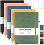College Ruled Notebook, Large A4 Hardcover Leather Journal for Women Men