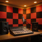 52 Pack Black/red 12 "X 12 "X1" Acoustic Panels Studio Soundproofing Foam(Accompanied By Double-Sided Adhesive Tape)