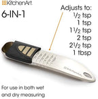 KitchenArt Professional Series Tablespoon, Champagne Satin Measuring Spoon, Adjustable from 1/2 Teaspoon to 1 Tablespoon, White & Black