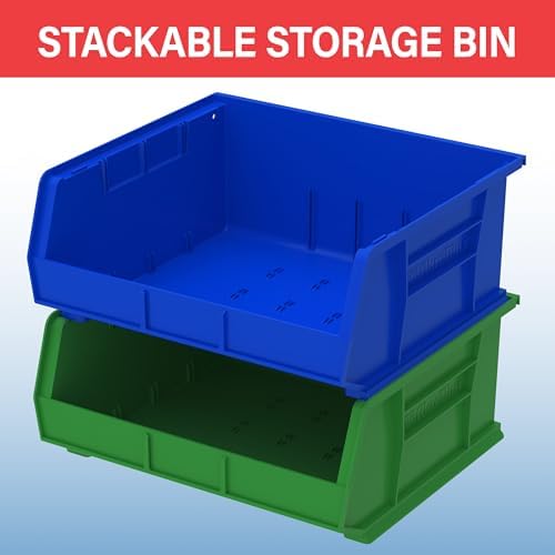 Akro-Mils 30250 AkroBins Plastic Storage Bins, 15"x16"x7", Red, 6-Pack