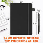 20 Pack Lined Journal Notebook with Pen, A5 Hardcover Leather Journal 5.5"*8.3", Black 136 Pages College Ruled Notebooks and Pen Set for Office School Business Supplies