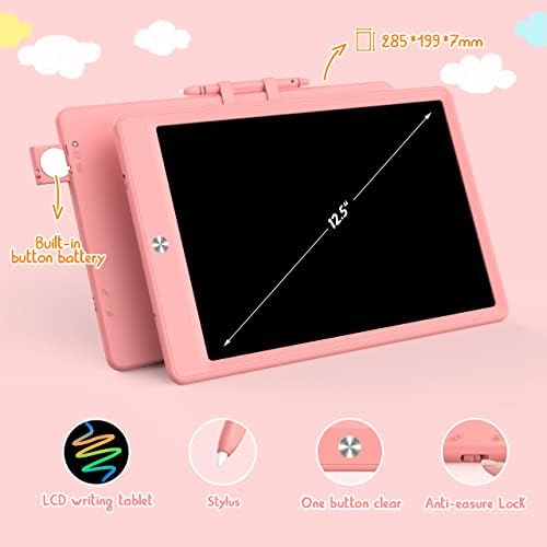BUKEBU LCD Writing Tablet,12.5 inch Colorful Doodle Board for Kids (Pink)
