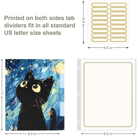 Rouidr 3 Ring Binder, 2 Inch Round Ring Binder Organizer with Clipboard, 5 Dividers Tabs, A4 8.5 x 11 Inch Paper & Clear Sleeves for School, Office Supplies