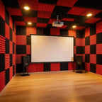 52 Pack Black/red 12 "X 12 "X1" Acoustic Panels Studio Soundproofing Foam(Accompanied By Double-Sided Adhesive Tape)