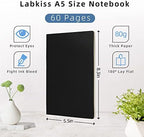 24 Pack College Ruled Notebook & Journal Bulk, Black Cover, Line Thick Paper, A5 Size, 5.5x8.3 inch, 60 Pages, Small Subject Note Pad Planner Set for Women Men Kids Traveler Student Office