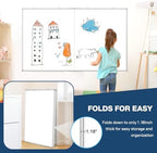 Double-Sided White Board Dry Erase Magnetic Whiteboard Wall 72x40 Foldable